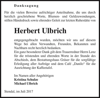 Traueranzeige von Herbert Ulbrich  von Magdeburger Volksstimme