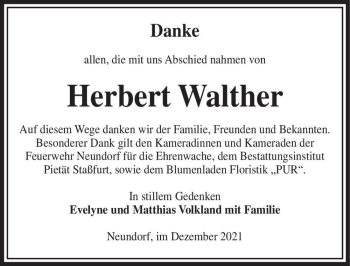 Traueranzeige von Herbert Walther  von Magdeburger Volksstimme