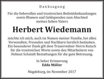 Traueranzeige von Herbert Wiedemann  von Magdeburger Volksstimme