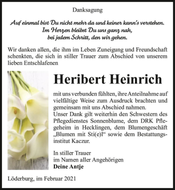 Traueranzeige von Heribert Heinrich  von Magdeburger Volksstimme