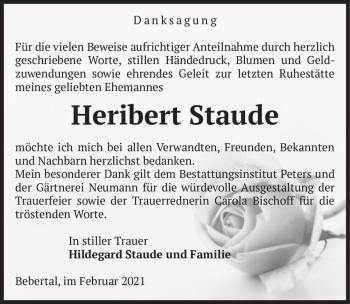 Traueranzeige von Heribert Staude  von Magdeburger Volksstimme