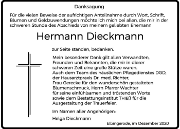 Traueranzeige von Hermann Dieckmann  von Magdeburger Volksstimme