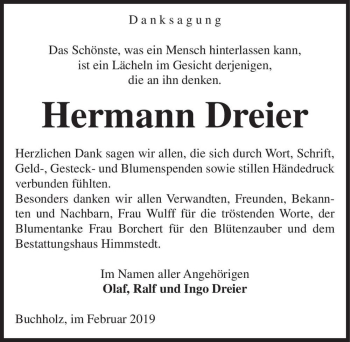Traueranzeige von Hermann Dreier  von Magdeburger Volksstimme