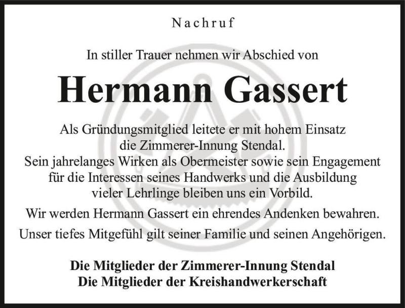  Traueranzeige für Hermann Gassert  vom 06.11.2021 aus Magdeburger Volksstimme