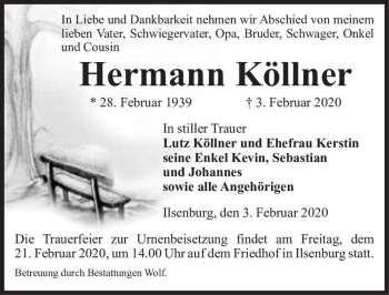 Traueranzeige von Hermann Köllner  von Magdeburger Volksstimme