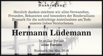 Traueranzeige von Hermann Lüdemann  von Magdeburger Volksstimme