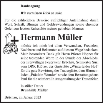 Traueranzeige von Hermann Müller  von Magdeburger Volksstimme