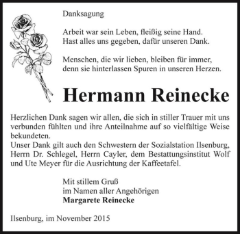 Traueranzeige von Hermann Reinecke  von Magdeburger Volksstimme