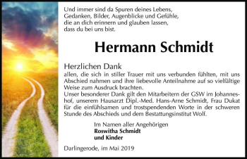 Traueranzeige von Hermann Schmidt  von Magdeburger Volksstimme