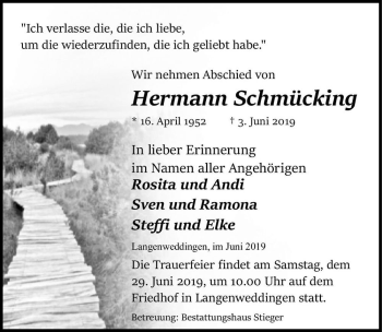 Traueranzeige von Hermann Schmücking  von Magdeburger Volksstimme