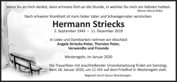 Traueranzeige von Hermann Striecks  von Magdeburger Volksstimme