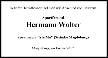 Traueranzeige von Hermann Wolter  von Magdeburger Volksstimme