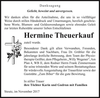 Traueranzeige von Hermine Theuerkauf  von Magdeburger Volksstimme