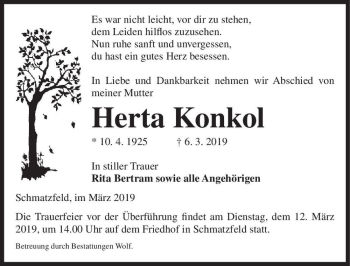 Traueranzeige von Herta Konkol  von Magdeburger Volksstimme