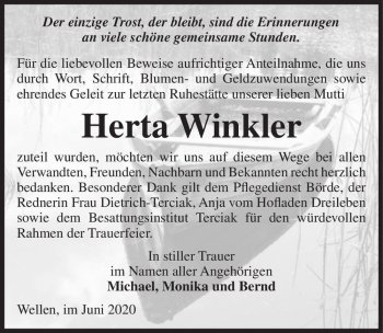 Traueranzeige von Herta Winkler  von Magdeburger Volksstimme