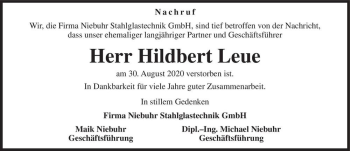 Traueranzeige von Hildbert Leue  von Magdeburger Volksstimme