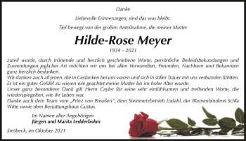 Traueranzeige von Hilde-Rose Meyer  von Magdeburger Volksstimme