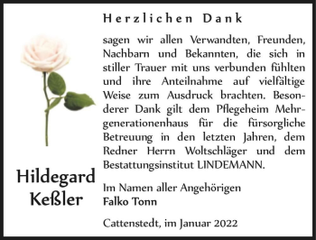 Traueranzeige von Hildegard Keßler  von Magdeburger Volksstimme