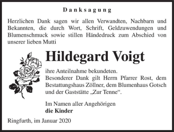 Traueranzeige von Hildegard Voigt  von Magdeburger Volksstimme