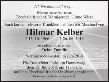 Traueranzeige von Hilmar Kelber  von Magdeburger Volksstimme