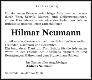 Traueranzeige von Hilmar Neumann  von Magdeburger Volksstimme
