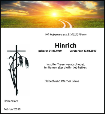 Traueranzeige von Hinrich Löwe  von Magdeburger Volksstimme