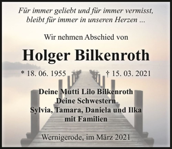 Traueranzeige von Holger Bilkenroth  von Magdeburger Volksstimme
