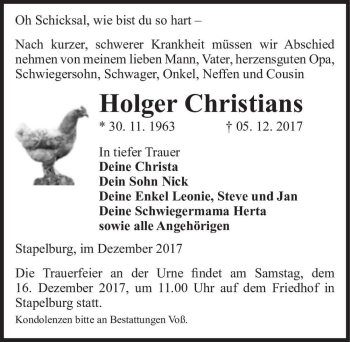 Traueranzeige von Holger Christians  von Magdeburger Volksstimme