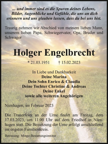 Traueranzeige von Holger Engelbrecht  von Magdeburger Volksstimme