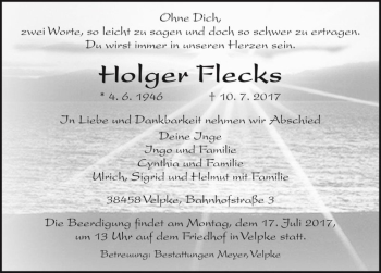 Traueranzeige von Holger Flecks  von Magdeburger Volksstimme
