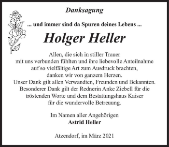 Traueranzeige von Holger Heller  von Magdeburger Volksstimme