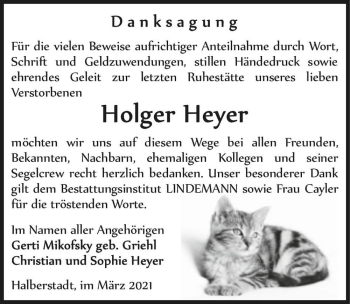 Traueranzeige von Holger Heyer  von Magdeburger Volksstimme
