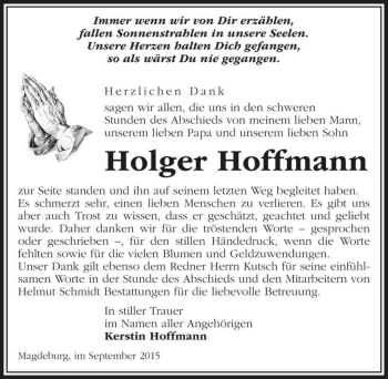 Traueranzeige von Holger Hoffmann  von Magdeburger Volksstimme