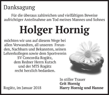Traueranzeige von Holger Hornig  von Magdeburger Volksstimme