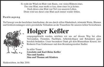 Traueranzeige von Holger Keßler  von Magdeburger Volksstimme