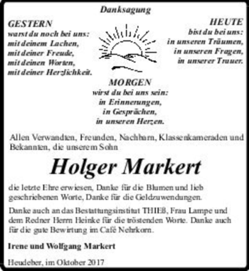 Traueranzeige von Holger Markert  von Magdeburger Volksstimme