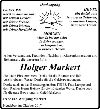 Traueranzeige von Holger Markert  von Magdeburger Volksstimme