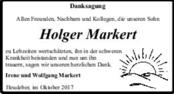 Traueranzeige von Holger Markert  von Magdeburger Volksstimme