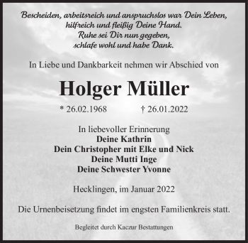Traueranzeige von Holger Müller  von Magdeburger Volksstimme