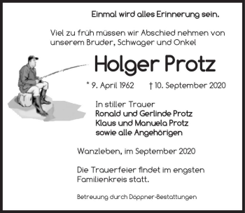 Traueranzeige von Holger Protz  von Magdeburger Volksstimme