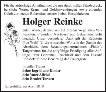 Traueranzeige von Holger Reinke  von Magdeburger Volksstimme