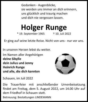 Traueranzeige von Holger Runge  von Magdeburger Volksstimme