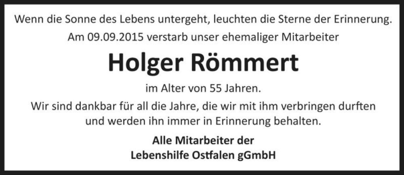 Traueranzeige für Holger Römmert  vom 23.10.2015 aus Magdeburger Volksstimme