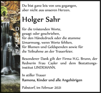 Traueranzeige von Holger Sahr  von Magdeburger Volksstimme