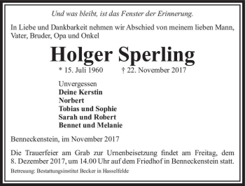 Traueranzeige von Holger Sperling  von Magdeburger Volksstimme