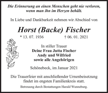 Traueranzeige von Horst 