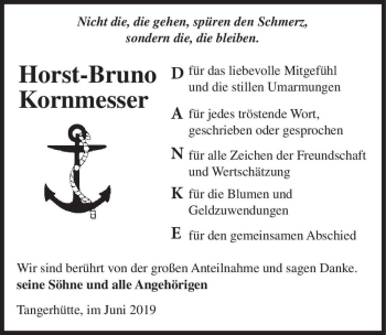 Traueranzeige von Horst-Bruno Kornmesser  von Magdeburger Volksstimme