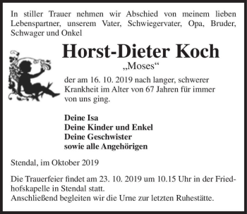 Traueranzeige von Horst-Dieter Koch 