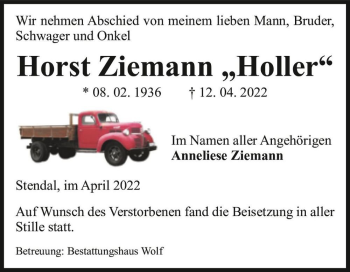 Traueranzeige von Horst 