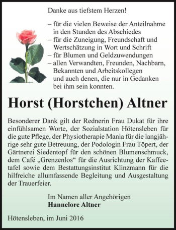 Traueranzeige von Horst 